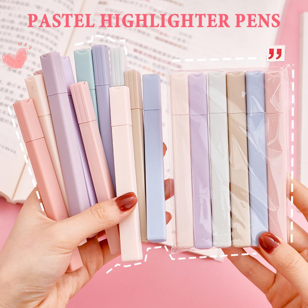 Pastel Highlighter Set Double Ended - Marcadores Coloridos 6 Peças, Conjunto de
